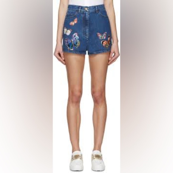 Valentino Jamaica High-rise Denim Embroidered Butterfly Shorts size 27/ US 4 - Picture 1 of 9